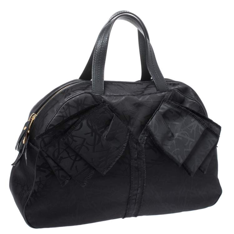 Pre Owned Yves Saint Laurent Black Nylon and Leather Duffle Bag