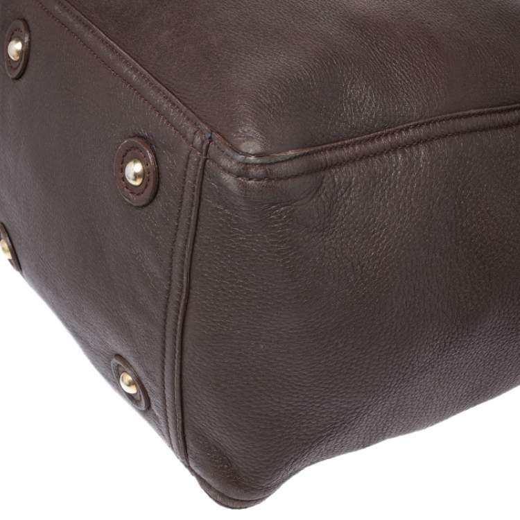 Pre Owned Yves Saint Laurent Dark Brown Leather Large Downtown Tote