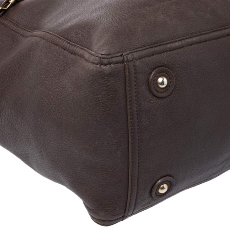 Pre Owned Yves Saint Laurent Dark Brown Leather Large Downtown Tote