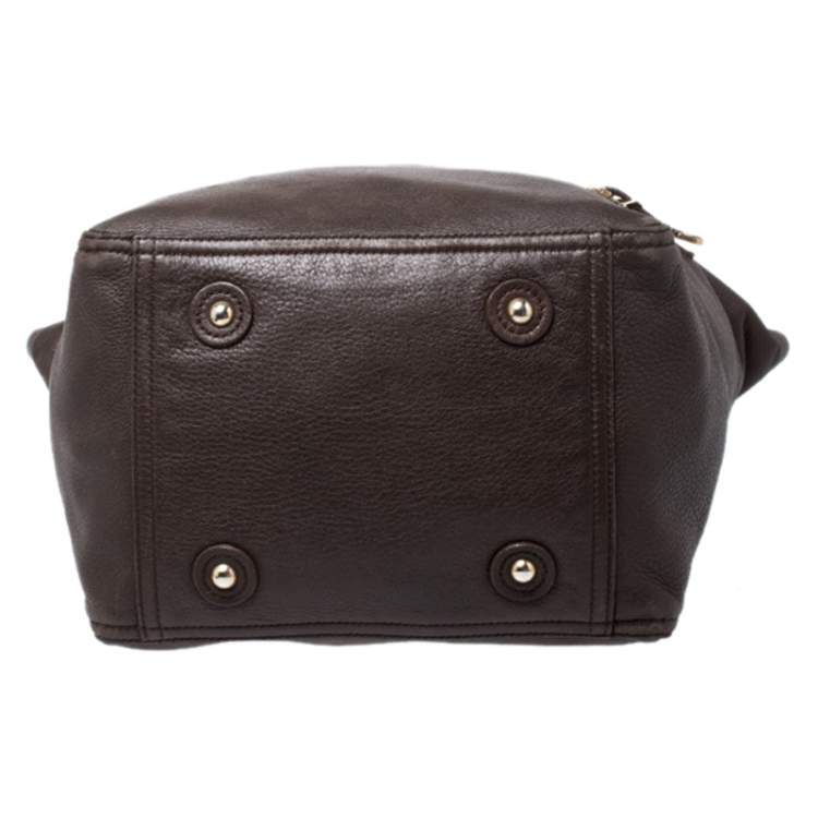 Pre Owned Yves Saint Laurent Dark Brown Leather Large Downtown Tote