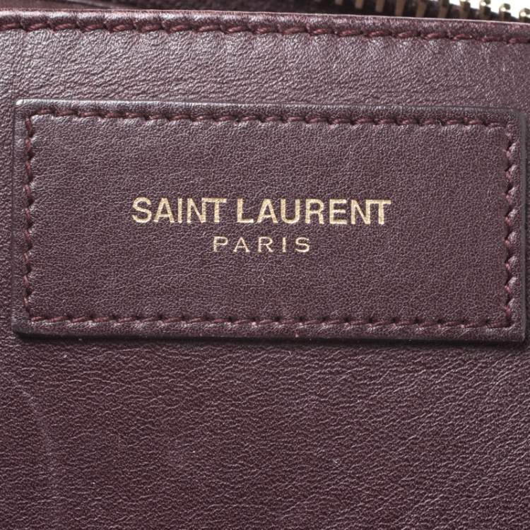 Pre Owned Saint Laurent Burgundy Leather Small Cabas Y-Ligne Tote