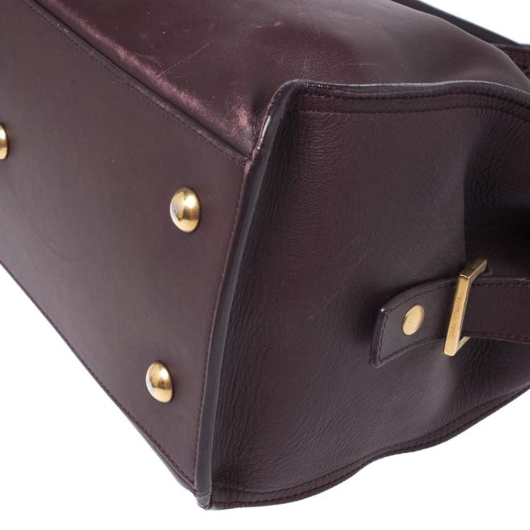 Pre Owned Saint Laurent Burgundy Leather Small Cabas Y-Ligne Tote