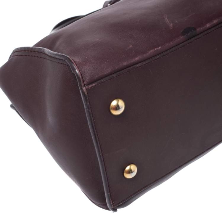 Pre Owned Saint Laurent Burgundy Leather Small Cabas Y-Ligne Tote