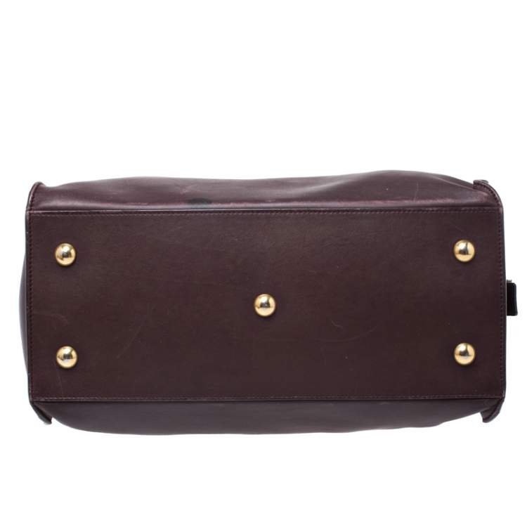 Pre Owned Saint Laurent Burgundy Leather Small Cabas Y-Ligne Tote
