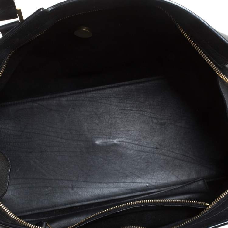 Pre Owned Saint Laurent Black Leather Medium Cabas Y-Ligne Tote