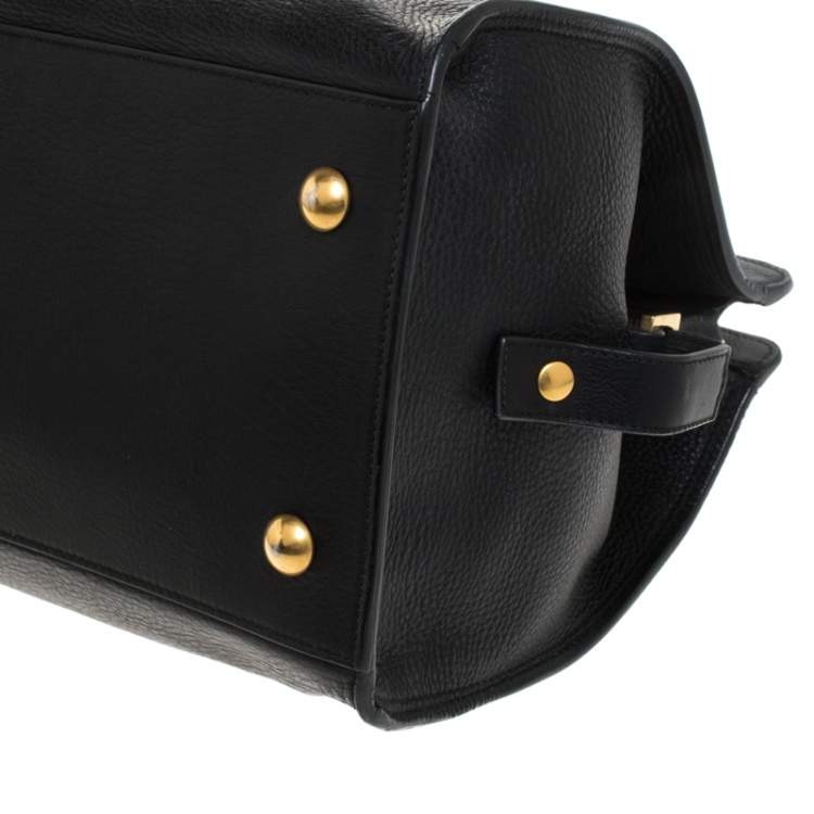 Pre Owned Saint Laurent Black Leather Medium Cabas Y-Ligne Tote