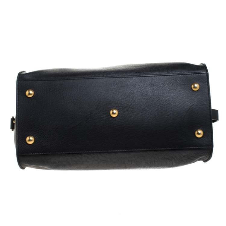 Pre Owned Saint Laurent Black Leather Medium Cabas Y-Ligne Tote