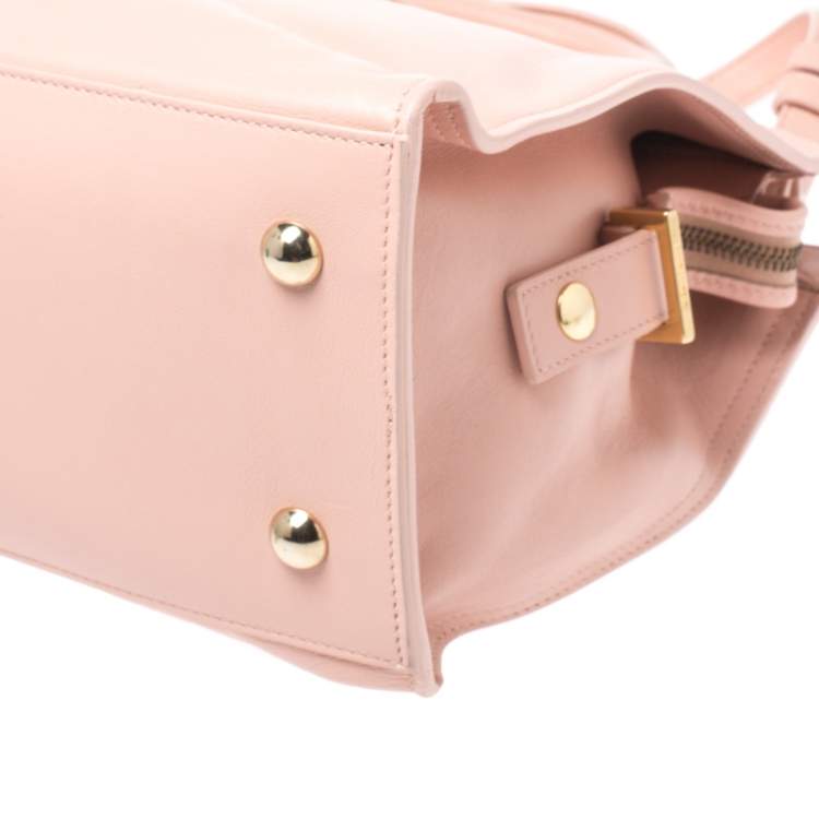Pre Owned Saint Laurent Pink Leather Small Cabas Y-Ligne Tote
