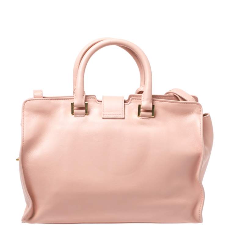 Pre Owned Saint Laurent Pink Leather Small Cabas Y-Ligne Tote