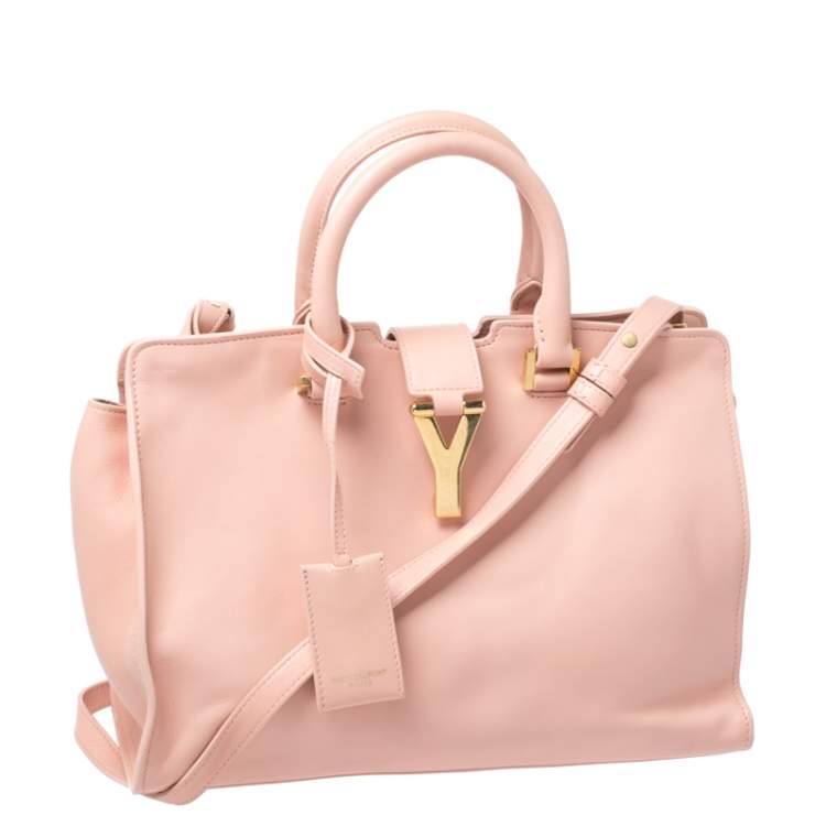 Pre Owned Saint Laurent Pink Leather Small Cabas Y-Ligne Tote
