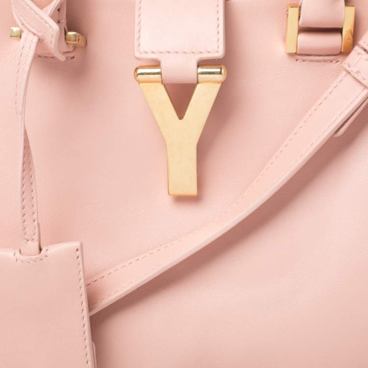Pre Owned Saint Laurent Pink Leather Small Cabas Y-Ligne Tote
