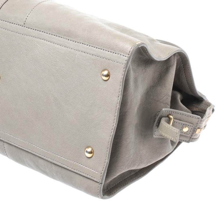 Pre Owned Saint Laurent Taupe Leather Medium Cabas Chyc Tote