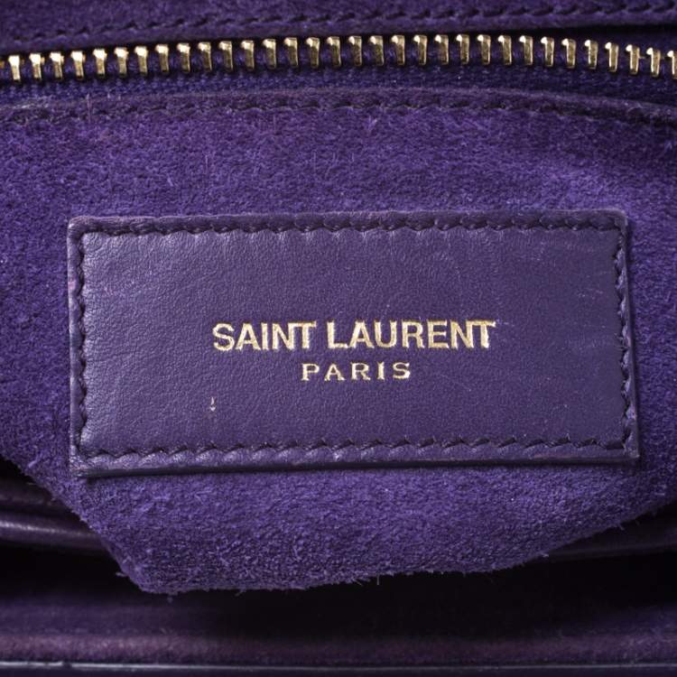 Pre Owned Saint Laurent Paris Purple Leather Ligne Y Charm Crossbody Bag 