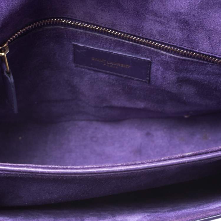 Pre Owned Saint Laurent Paris Purple Leather Ligne Y Charm Crossbody Bag 
