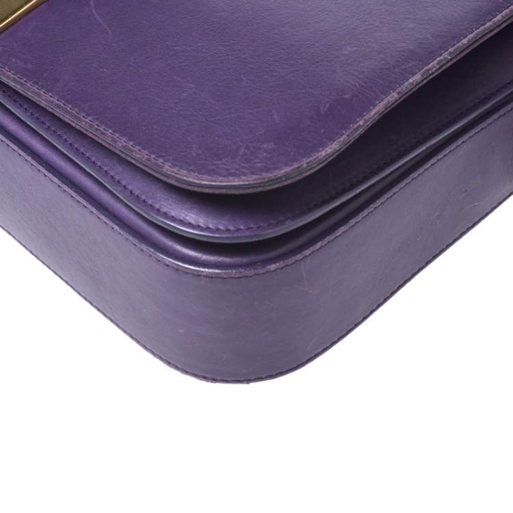Pre Owned Saint Laurent Paris Purple Leather Ligne Y Charm Crossbody Bag 