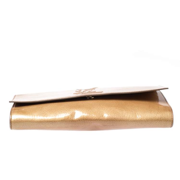 Pre Owned Yves Saint Laurent Light Yellow Patent Leather Belle De Jour Clutch