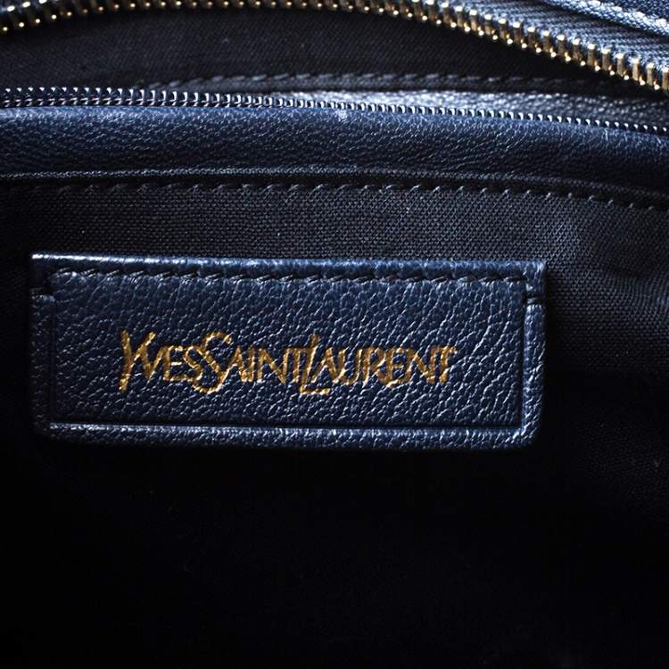 Pre Owned Saint Laurent Navy Blue Leather Medium Cabas Chyc Satchel