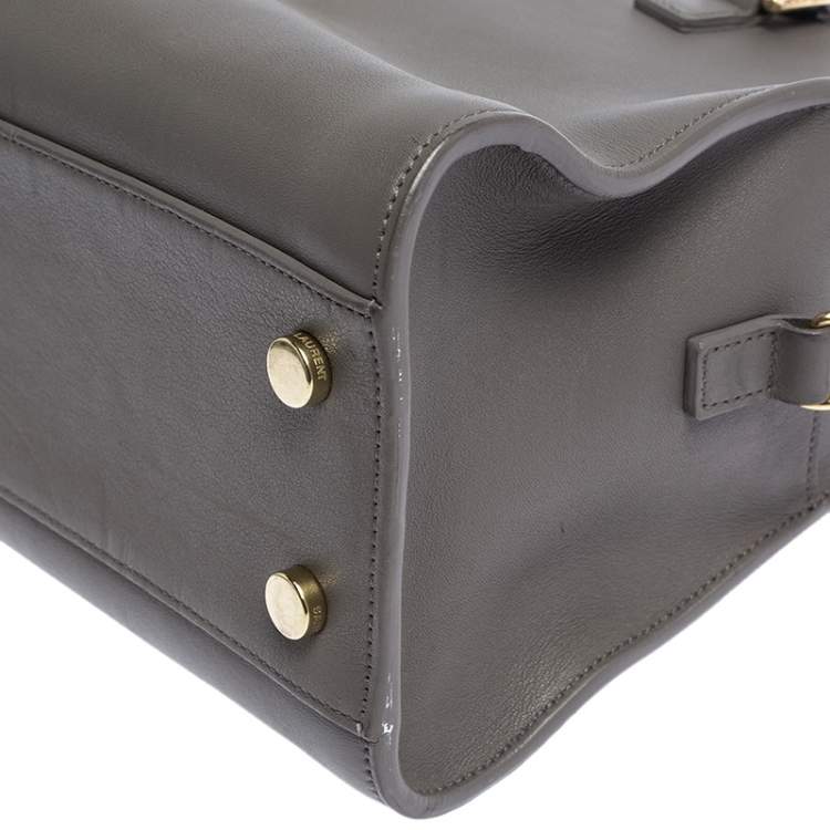 Pre Owned Saint Laurent Grey Leather Baby Monogram Cabas Tote