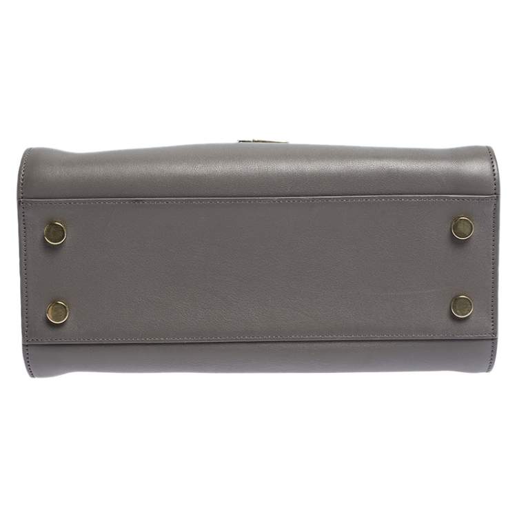 Pre Owned Saint Laurent Grey Leather Baby Monogram Cabas Tote