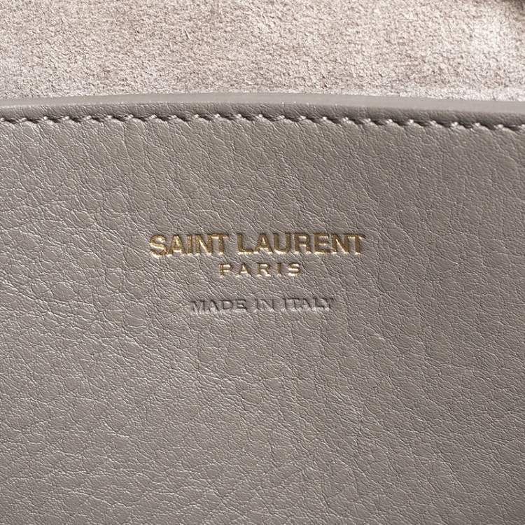 Pre Owned Saint Laurent Grey Leather Baby Monogram Cabas Tote