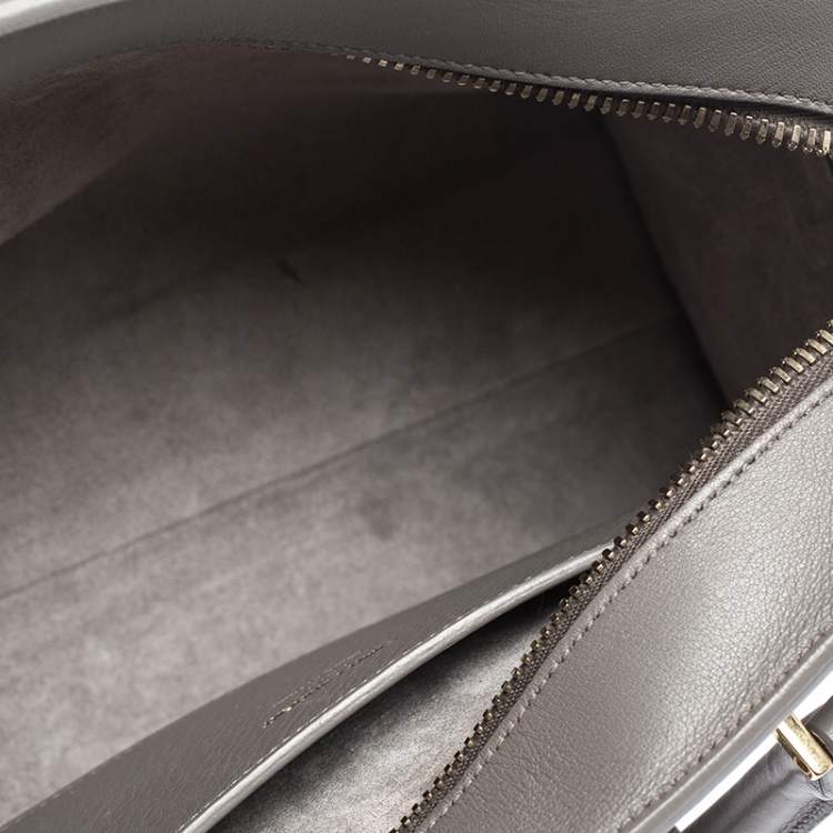 Pre Owned Saint Laurent Grey Leather Baby Monogram Cabas Tote