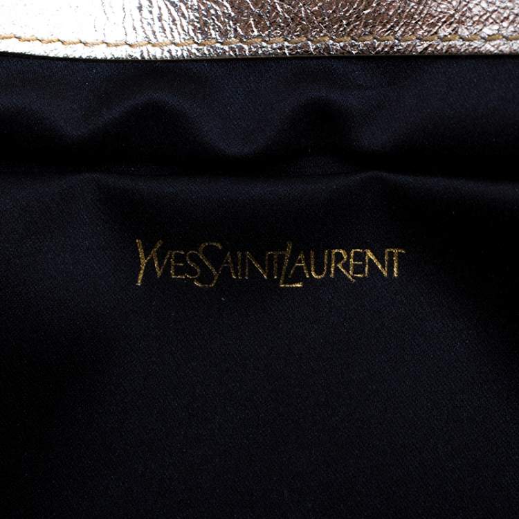 Pre Owned Saint Laurent Metallic Gold Leather Belle De Jour Flap Clutch
