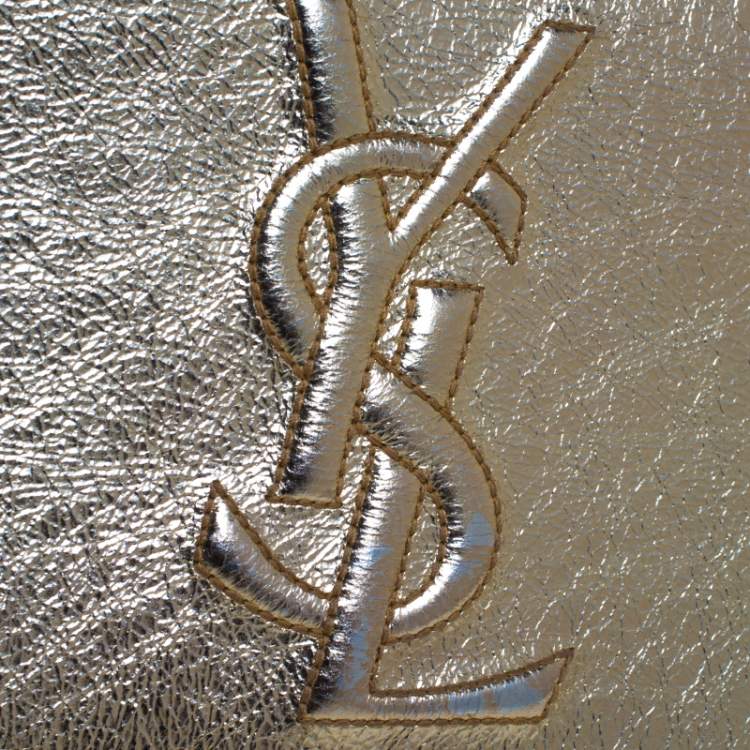 Pre Owned Saint Laurent Metallic Gold Leather Belle De Jour Flap Clutch