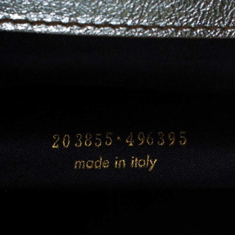 Pre Owned Saint Laurent Metallic Gold Leather Belle De Jour Flap Clutch