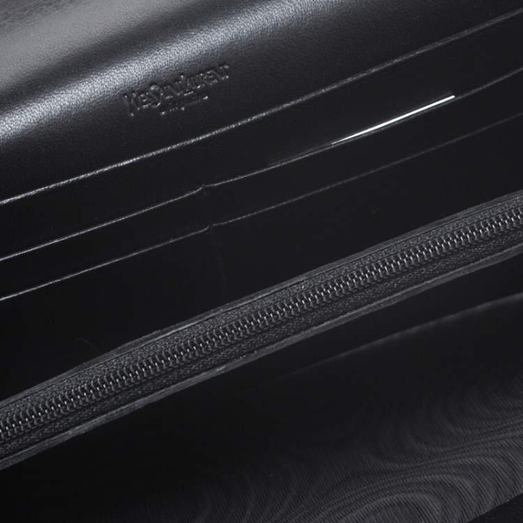 Pre Owned Saint Laurent Black Satin Crystal Muse Flap Wallet
