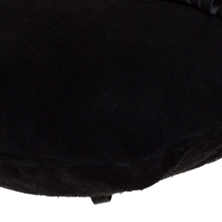 Pre Owned Saint Laurent Black Fringed Suede  and Leather La Boheme Shoulder Bag