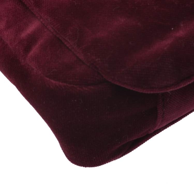 Pre Owned Saint Laurent Burgundy Velvet Venise Shoulder Bag