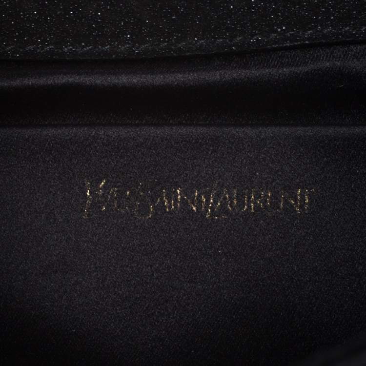 Pre Owned Saint Laurent  Black Suede Glittered Y-Ligne Clutch