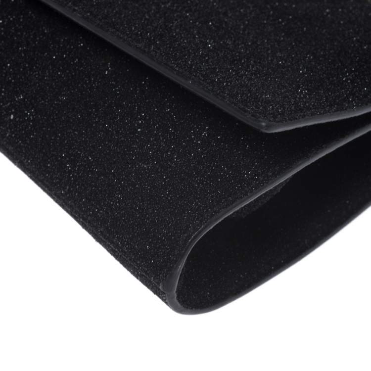 Pre Owned Saint Laurent  Black Suede Glittered Y-Ligne Clutch