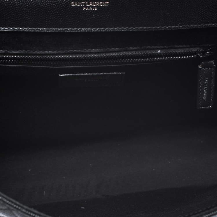 Pre Owned Saint Laurent Black Mix Matelasse Leather Envelope Shoulder Bag