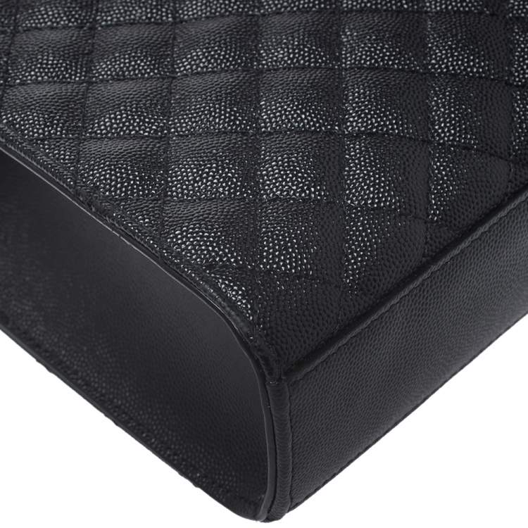 Pre Owned Saint Laurent Black Mix Matelasse Leather Envelope Shoulder Bag