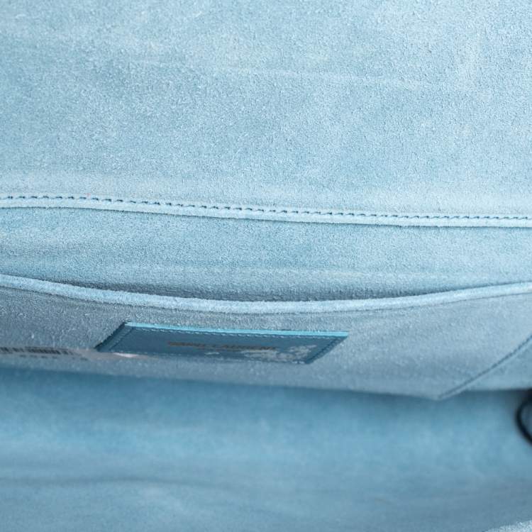 Pre Owned Saint Laurent Light Blue Leather Ligne Y Clutch  