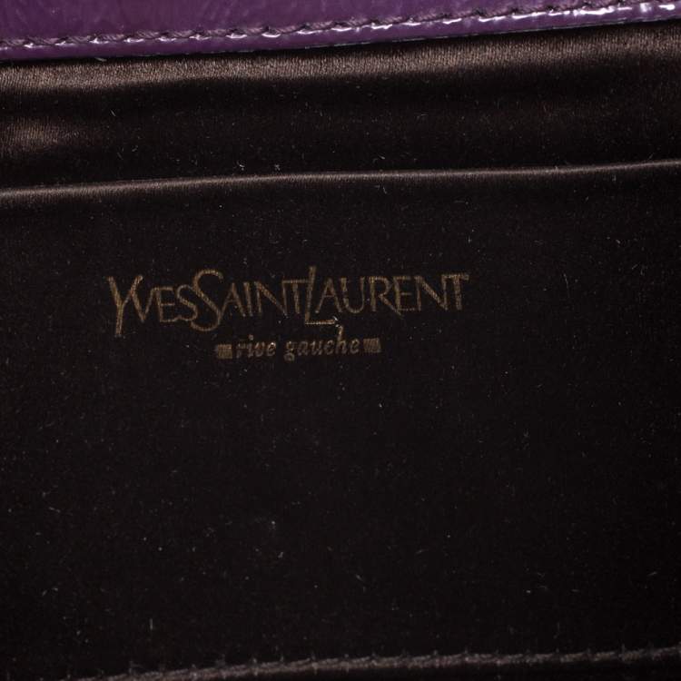 Pre Owned Saint Laurent Purple Patent Leather Belle De Jour Flap Clutch