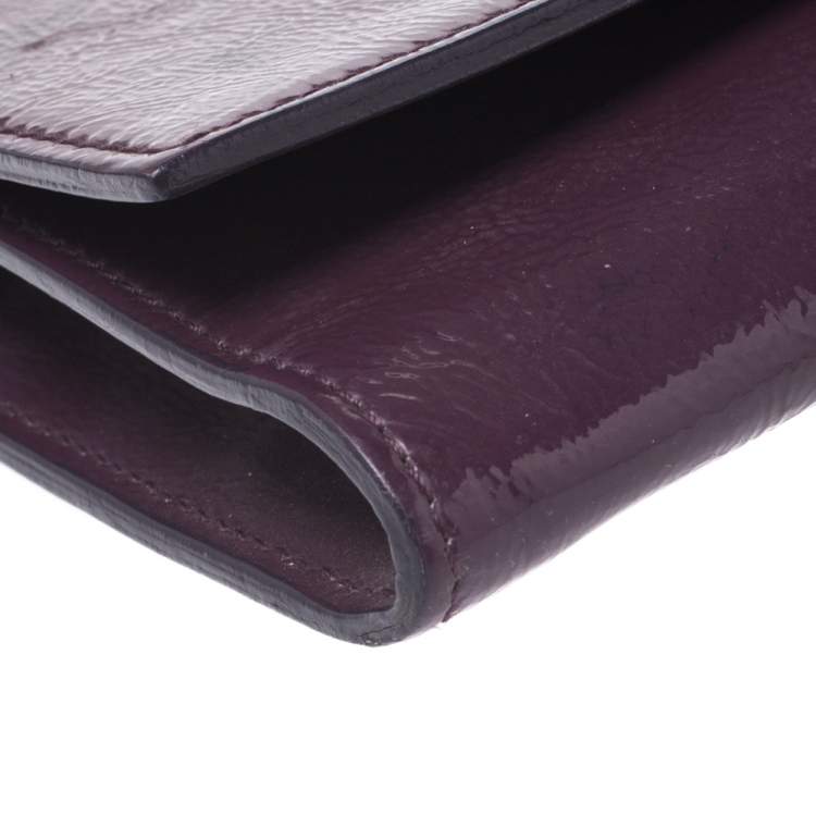 Pre Owned Saint Laurent Purple Patent Leather Belle De Jour Flap Clutch