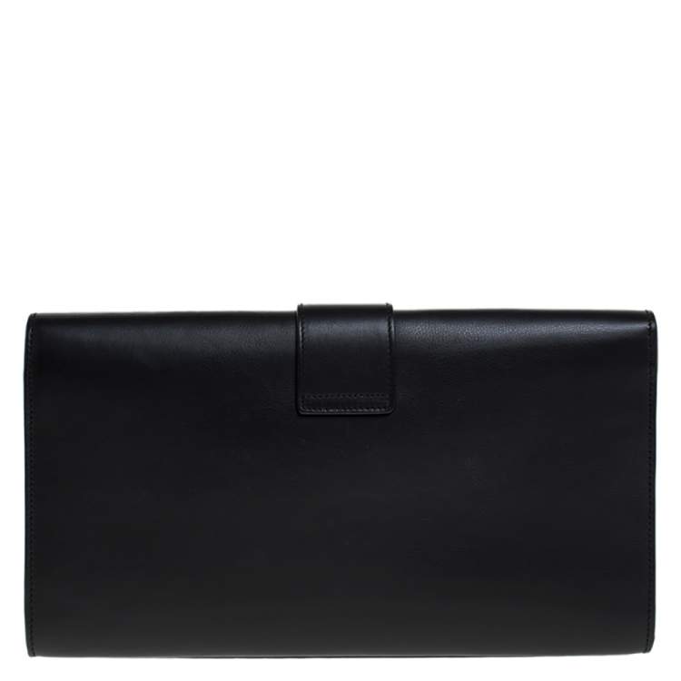 Pre Owned Saint Laurent Black Leather Ligne Y Clutch  