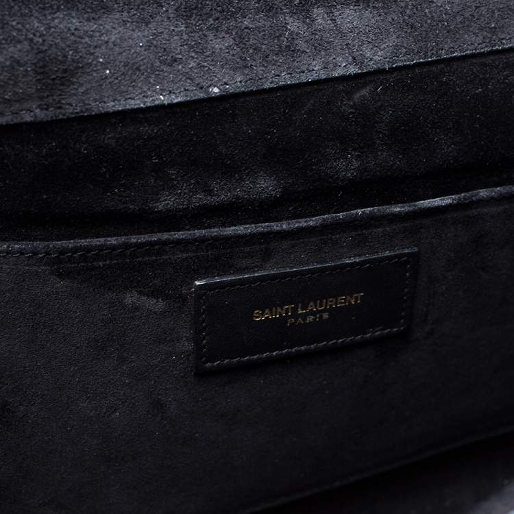 Pre Owned Saint Laurent Black Leather Ligne Y Clutch  