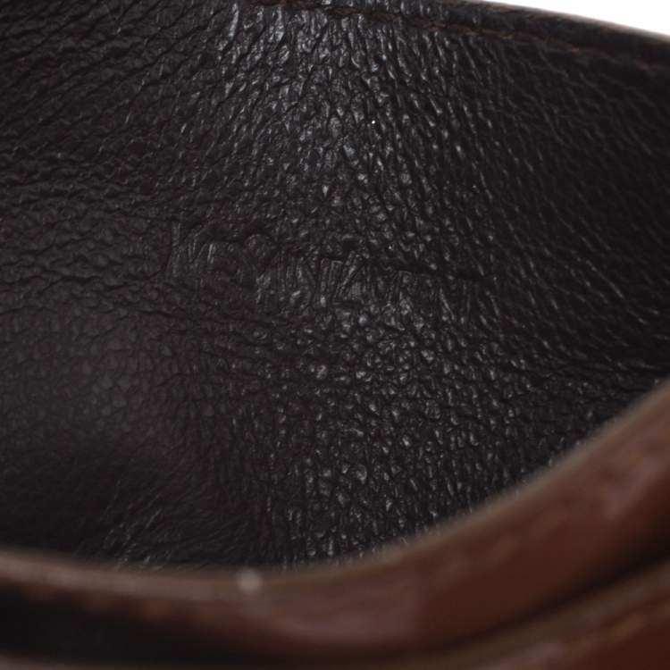 Pre Owned Saint Laurent Paris Orange Patent Leather Belle De Jour Card Case