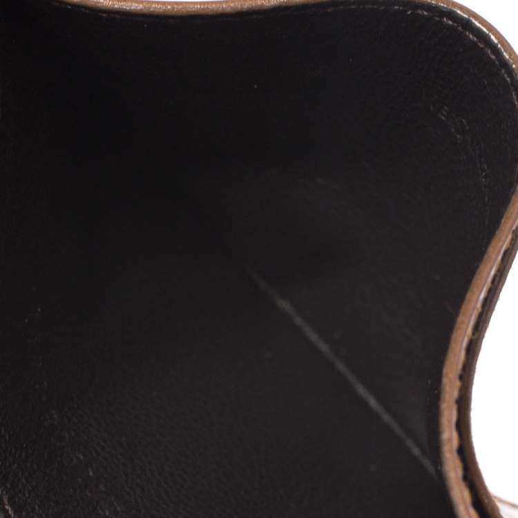 Pre Owned Saint Laurent Paris Orange Patent Leather Belle De Jour Card Case