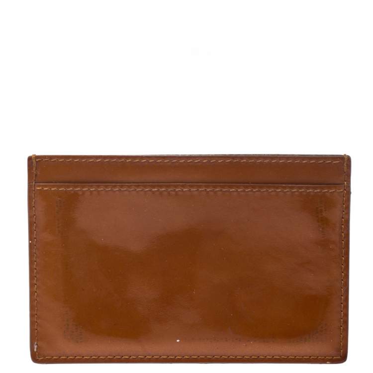 Pre Owned Saint Laurent Paris Orange Patent Leather Belle De Jour Card Case