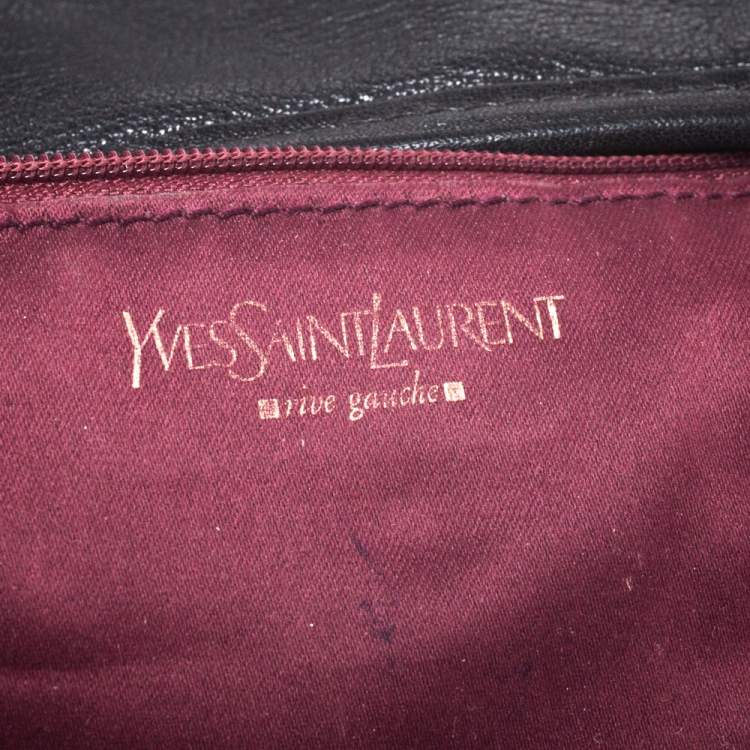 Pre Owned Yves Saint Laurent Black Leather Saharienne Hobo
