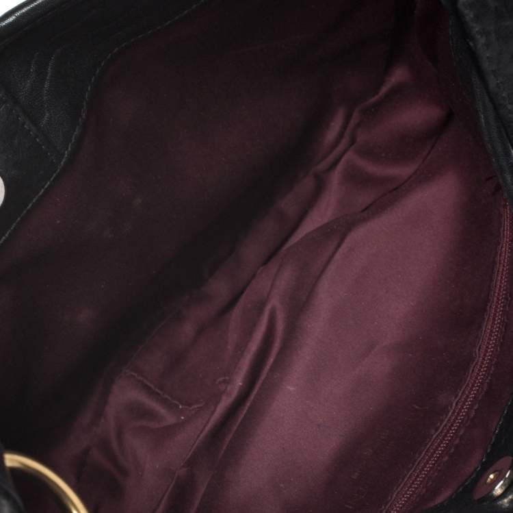 Pre Owned Yves Saint Laurent Black Leather Saharienne Hobo