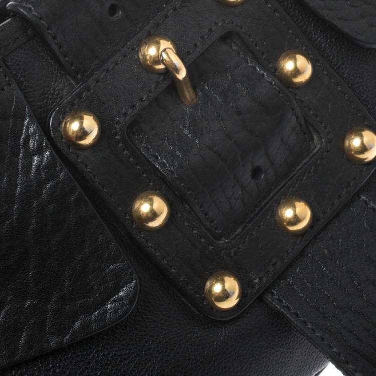 Pre Owned Yves Saint Laurent Black Leather Saharienne Hobo