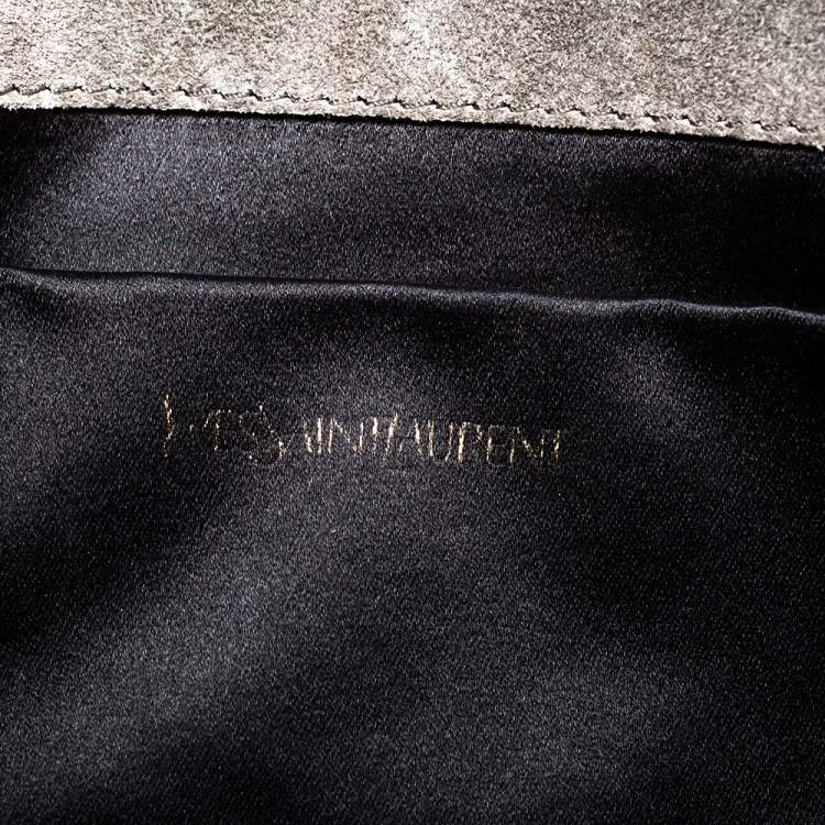 Pre Owned Saint Laurent Olive Green Patent Leather Ligne Y Clutch  