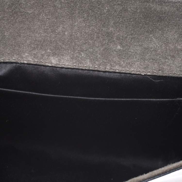 Pre Owned Saint Laurent Olive Green Patent Leather Ligne Y Clutch  