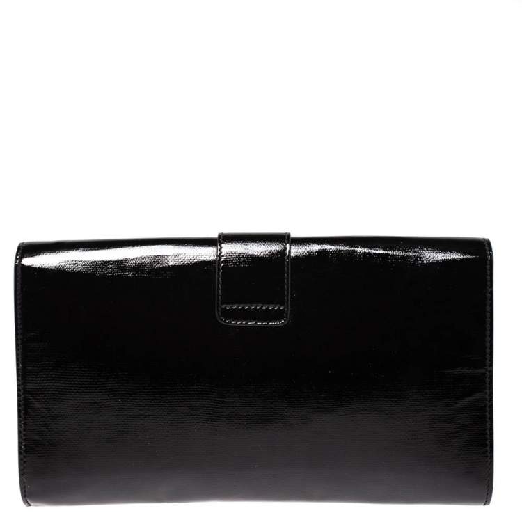Pre Owned Saint Laurent Black Patent Leather Y-Ligne Clutch