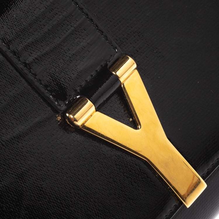 Pre Owned Saint Laurent Black Patent Leather Y-Ligne Clutch